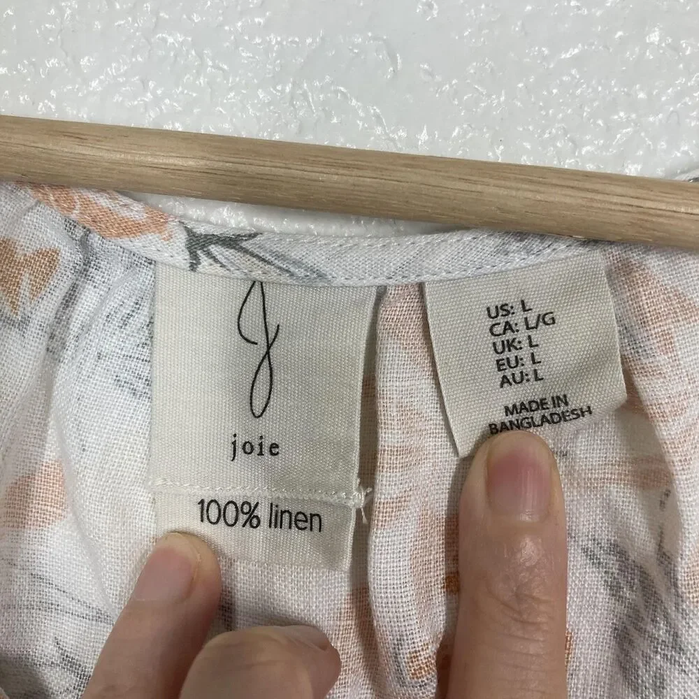 Sun Dress Linen Dress Joie Floral Large 100% Linen Sleeveless Tiered Summer